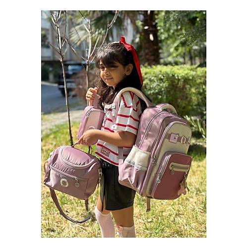 K�z �ocuk 3l� Okul �antas� Seti �lkokul �antas� Pembe