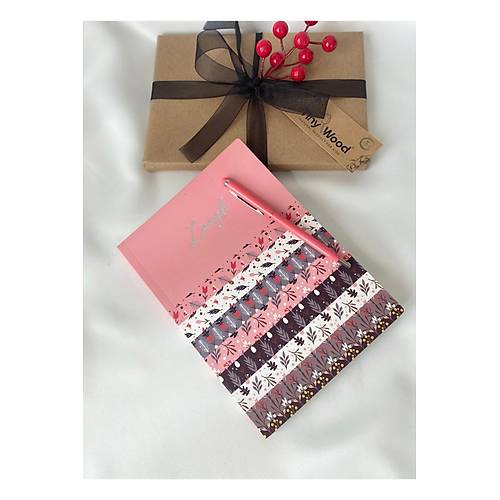 �zel Tasar�m �izgili Defter 96 Yaprak, Yald�zl� Kenar & Kalem Hediyeli Defter