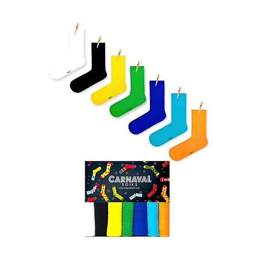 7?li D�z Sade Renkli Spor �orap Seti | Unisex G�nl�k ve Spor Kullan�m �oraplar�