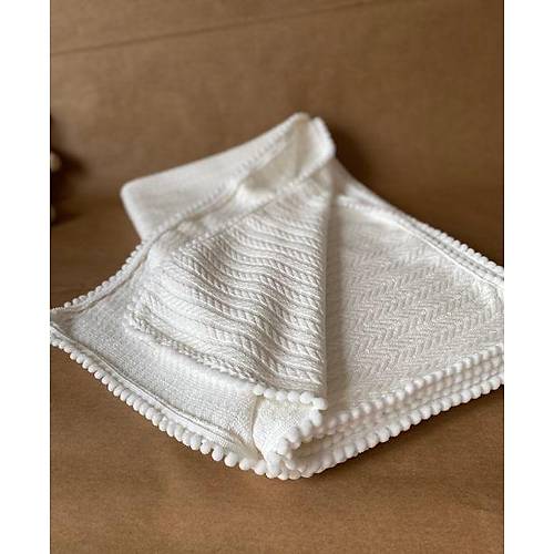 Triko rg Desen Bebek Pikesi | Organik Pamuk Bebek Battaniyesi Ekru 100x120 cm
