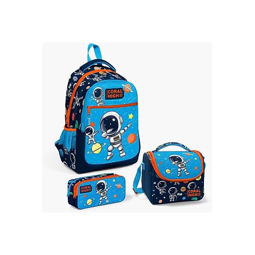 Lacivert Mavi Astronot Desenli 3?l� Okul �anta Seti Ilk��retim �antas�, Beslenme