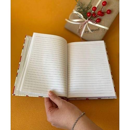 ilek Desenli Deri Kapl izgili Defter  14x20 cm | 168 Yaprak