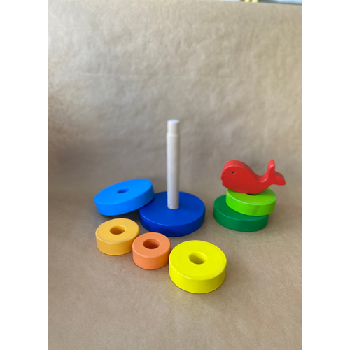 Ah�ap Bal�k Halka Ge�irme Kulesi ? Montessori E�itici Oyuncak