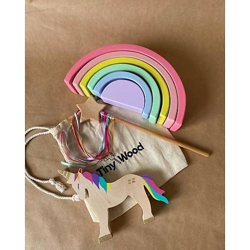 Ahap Waldorf Unicorn Gkkua Denek Oyuncak Seti | Doal Masal Oyuncaklar | El Yapm Waldorf Set