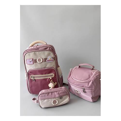K�z �ocuk 3l� Okul �antas� Seti �lkokul �antas� Pembe