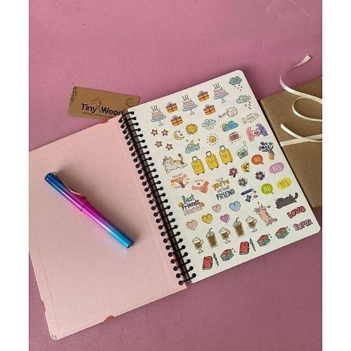 Stickerl Sresiz Ajanda | Sert Kapakl Spiralli Planlayc Defter (1724 cm)