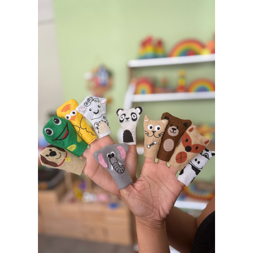 Parmak Kukla 10�lu Set | Ke�e Kuma� Nak��l� Hayvan Fig�rleri | E�itici Kukla Oyunu