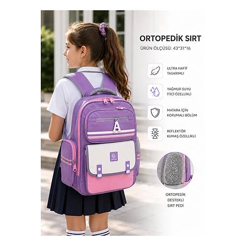 �lkokul �ocuk Okul �antas� �ok B�lmeli Ergonomik S�rt �antas�