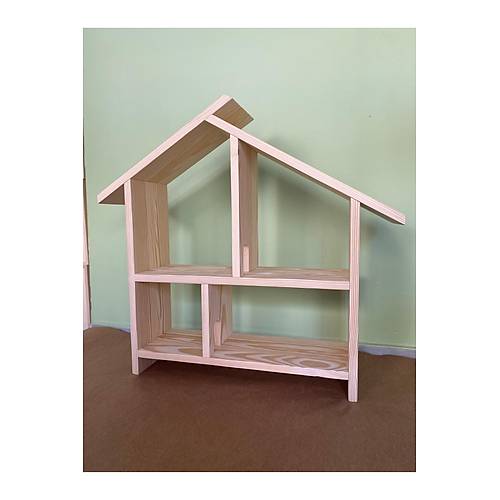Ah�ap Montessori �ocuk Oyun Evi - Do�al El Yap�m� B�y�k Boy Oyuncak Ev