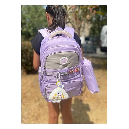 K�z �ocuk �lk��retim �antas� Ultra Hafif ilkokul / Ortaokul Okul 3 l� �anta Seti Pembe-Lila -Gri
