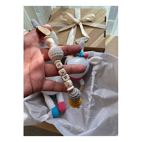 Organik �rg� Unicorn Bebek Hediye Seti | Tiny Wood Do�al Unisex Bebek Seti