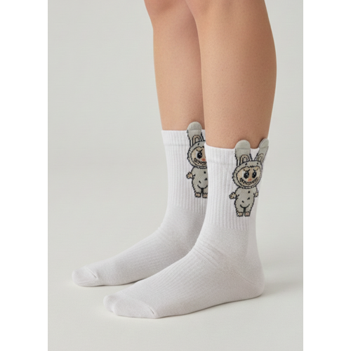 Labubu Desenli 2li �orap Seti  Sevimli Fig�rl�