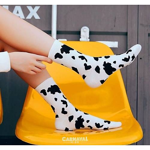 Sweet Milk 5li Siyah Beyaz Desenli orap Seti | Unisex Hediye Kutulu oraplar