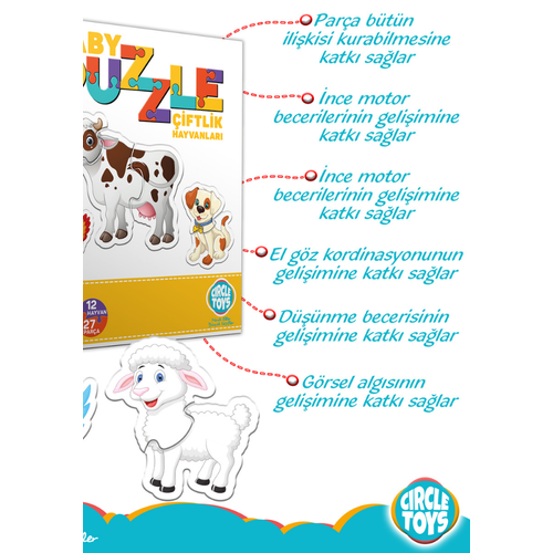 Baby Puzzle iftlik Hayvanlar 27 Para | 12 Ay ve zeri Eitici Yapboz Seti