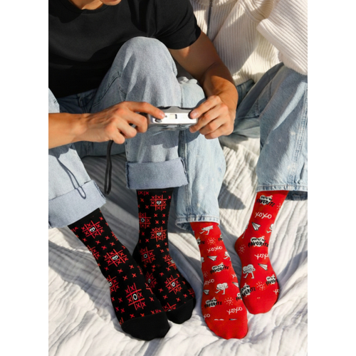 Sevgililer G�n� 2 li �orap Seti Kutulu  Kad�n Erkek Unisex Romantik Desenli Hediye �orap