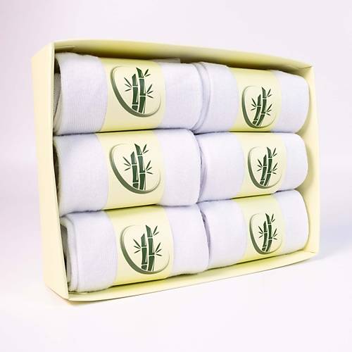 6'l Premium Unisex Beyaz Bambu Soket orap Seti ? Kutulu