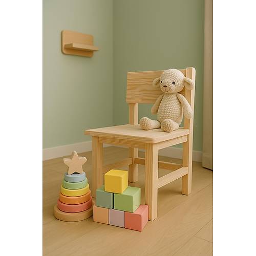 �skandinav Tarz� Montessori Ah�ap �ocuk Sandalyesi - %100 Do�al (2+ Ya�)