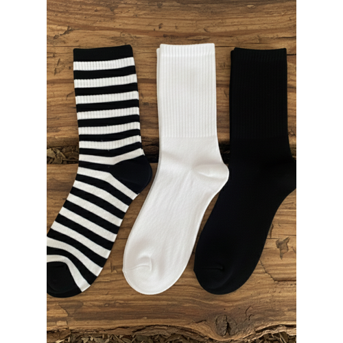 Siyah Beyaz Unisex Spor �orap 3?l� Set ?  Tenis G�nl�k & Atletik Kullan�m