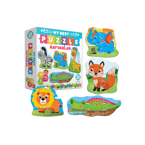 My Best Puzzle Hayvanlar 39 Para | 8 Adet Safari Hayvan Eitici Yapboz Seti