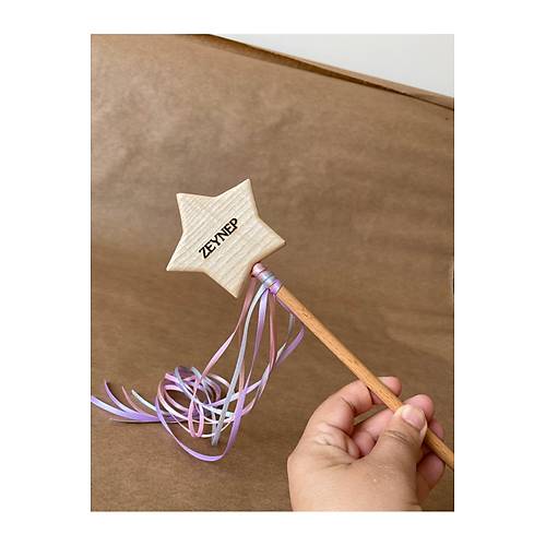 �sme �zel Ah�ap Y�ld�z Asa | Ki�iye �zel Do�al Ah�ap Sihirli De�nek 40 cm