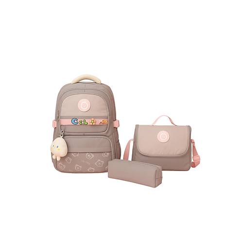 K�z �ocuk �lk��retim �antas� Ultra Hafif ilkokul / Ortaokul Okul 3 l� �anta Seti Pembe-Lila -Gri
