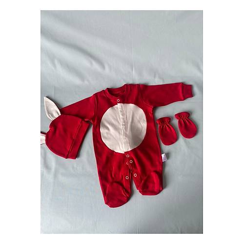 Yenido�an Bebek K�rm�z� Beyaz Tav�anl� Tulum Seti | 0-3 Ay