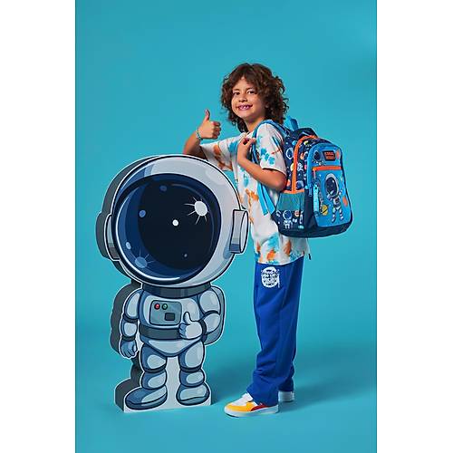 Lacivert Mavi Astronot Desenli 3 l� Okul �anta Seti