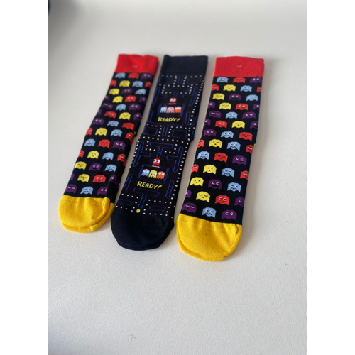 Oyun Temal� Desenli Soket �orap Seti ? Pac Man & Hayalet Desen, 3?l� Set, 36-42