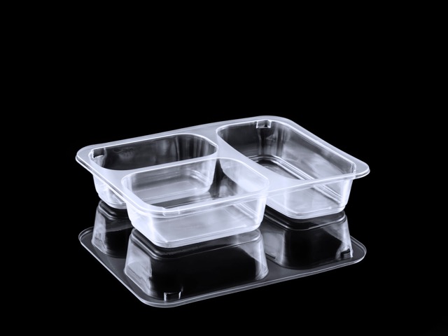 Üst Folyo Yapıştırmalı Tabak Kapatma Makinesine Uygun Kap FT-370-H37 3 Bölmeli (17.8 x 22.7 x 3.7H cm)