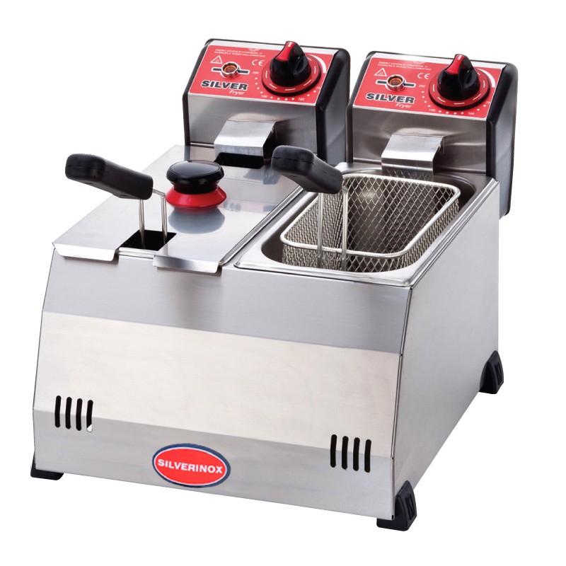 Silverinox 3+3 Litre Elektrikli Fritöz Makinesi | Çift Hazneli Yüksek Verimli Çözüm