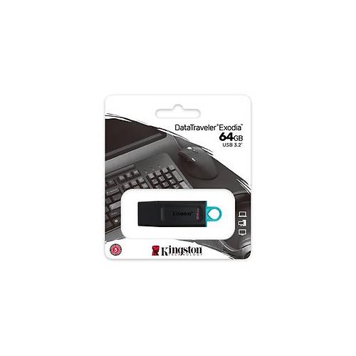 Kingston 64GB USB 3.2 Exodia DataTraveler Exodia (Black + Teal)