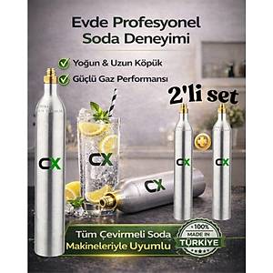 Soda Tupu CO2 Gaz Kartusu 0.6L � Soda Makinesi Gaz Tupu Gida Tipi CO2 (2 Adet)