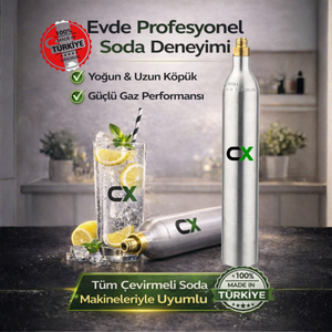 Soda Tupu CO2 Gaz Kartusu 0.6L � Soda Makinesi Gaz Tupu Gida Tipi CO2 (1 Adet)