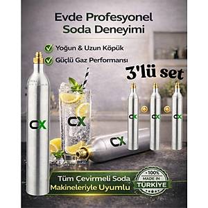 Soda Tupu CO2 Gaz Kartusu 0.6L � Soda Makinesi Gaz Tupu Gida Tipi CO2 (3 Adet)