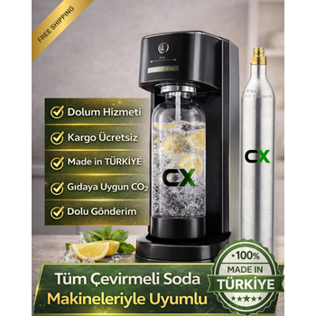 Soda Tupu CO2 Gaz Kartusu 0.6L � Soda Makinesi Gaz Tupu Gida Tipi CO2 (1 Adet)