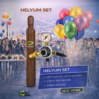 Helyum Set 10 Lt (T�p+Gaz+Balon �i�irme Saati)