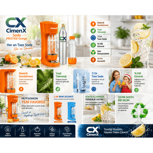 CimenX Soda Maker � Prestige Orange - Soda Kartu�lu Set
