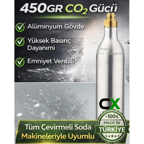 Soda Tupu CO2 Gaz Kartusu 0.6L � Soda Makinesi Gaz Tupu Gida Tipi CO2 (3 Adet)