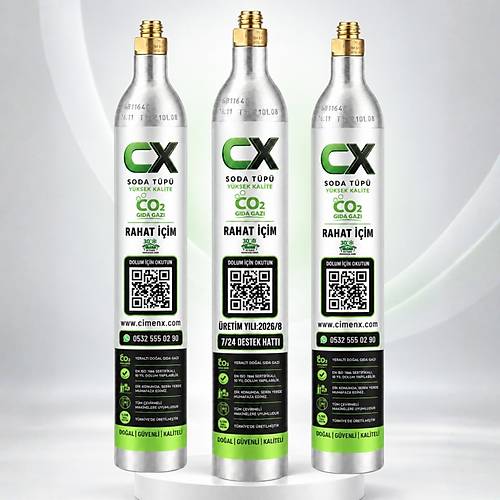 Soda Tupu CO2 Gaz Kartusu 0.6L � Soda Makinesi Gaz Tupu Gida Tipi CO2 (3 Adet)