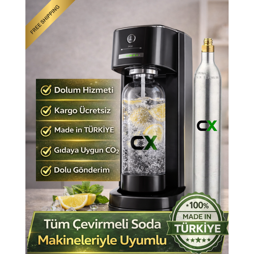 Soda Tupu CO2 Gaz Kartusu 0.6L � Soda Makinesi Gaz Tupu Gida Tipi CO2 (3 Adet)