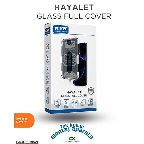 iPhone 13/13 Pro/14 - 9H Hayalet Full Cover Montaj Aparatl� Ekran Koruyucu Cam