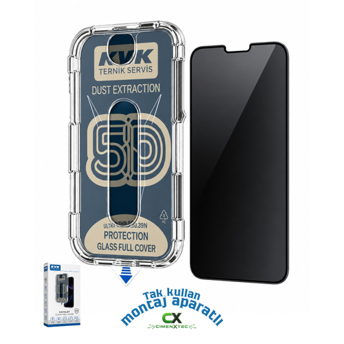iPhone 15 - 9H Hayalet Full Cover Montaj Aparatl� Ekran Koruyucu Cam