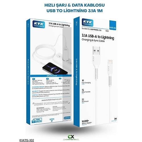 H�zl� �arj & Data Kablosu USB to Lightning 3.1A 1m