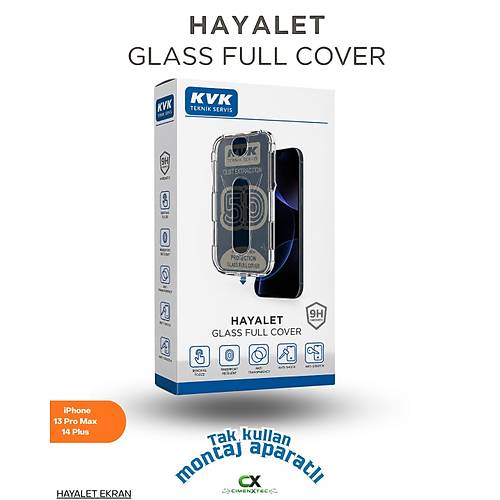 iPhone 13 PM/14 Plus - 9H Hayalet Full Cover Montaj Aparatl� Ekran Koruyucu Cam
