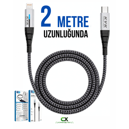 I��kl� Has�r �arj ve Data Kablosu � 2 Metre USB-C to Lightning 3A 27W