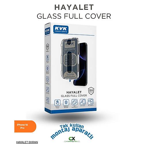 iPhone 16  Pro - 9H Hayalet Full Cover Montaj Aparatl� Ekran Koruyucu Cam
