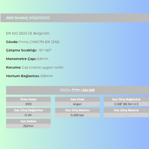 Argon Reg�lat�r� (Bas�n� D���r�c�) 2103