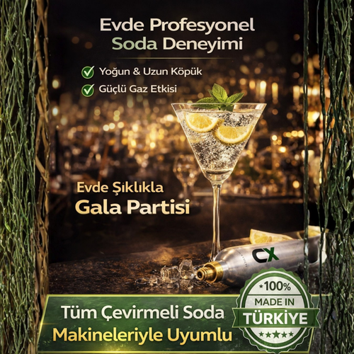 Soda Tupu CO2 Gaz Kartusu 0.6L � Soda Makinesi Gaz Tupu Gida Tipi CO2 (1 Adet)