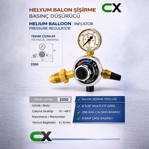 Helyum Balon �i�irme Reg�lat�r� (Bas�n� D���r�c�) 2350