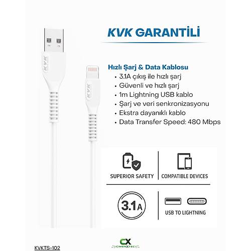 H�zl� �arj & Data Kablosu USB to Lightning 3.1A 1m